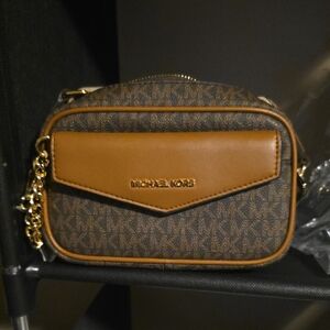 Michael Kors Tan and Gold Crossbody Bag